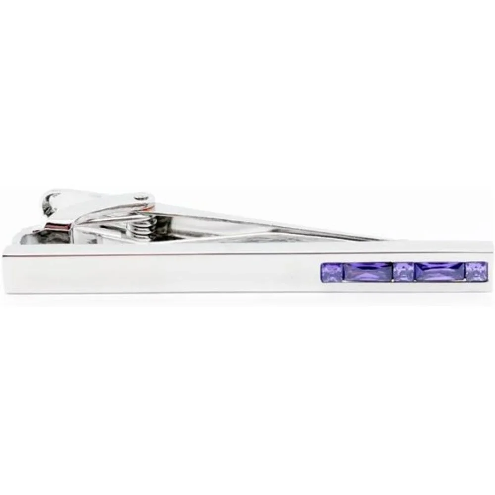 Silver crystal tie clip bar for men formal business wedding anniversary gift